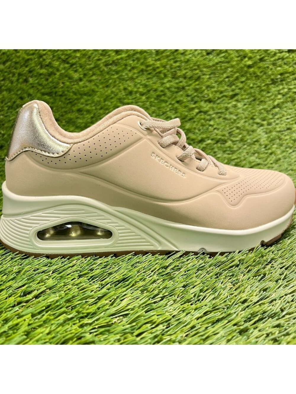 Skechers Uno Shimmer Away Womens Size 6 Beige Athletic Running Shoes Sneakers